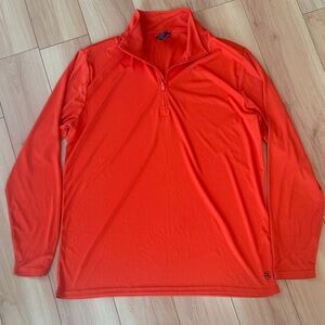 Reel Life Men's Bright Orange Quarter-Zip Long Sleeve Shirt